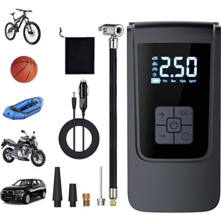 Bærbar luftkompressor trådløs dækpumpe 150PSI med LCD-display, elektrisk luftpumpe til cykel/motorcykel/scooter/bil