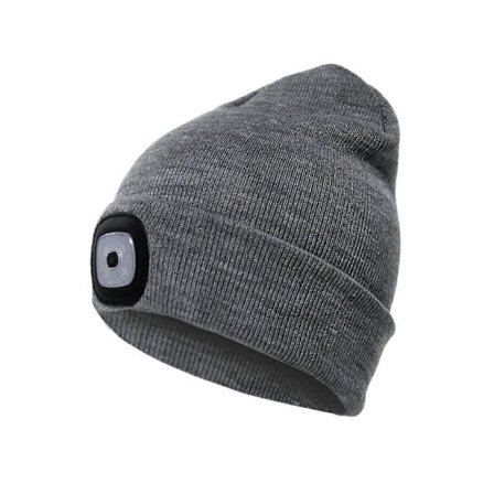 LED Hue med Lys, USB Genopladelig Vinterstrikket Hue med Lys, Pandelampehue Gaver til Mænd