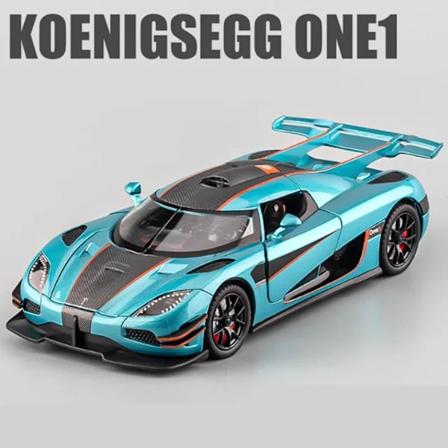 1:24 Koenigsegg ONE 1 Legering Sportbil Modell Diecasts Metall Racing Bil Modell Ljud och Ljus Barnleksaker Present Blue