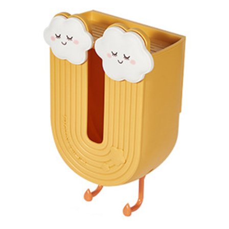 Dekorativ tegneserie servietdispenser væg tissueboks multifunktionel holder til køkken badeværelse gul
