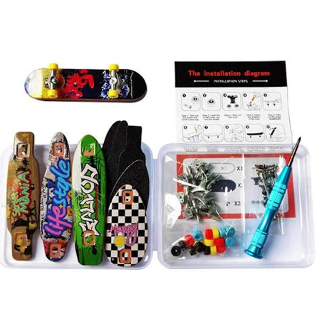 Fingerboards för Barn Mini Finger Leksaker Set Finger Skateboard Surfbräda Set, Finger Skateboard Tillbehör Verktygssats, PVC Självmonteringsleksaker[