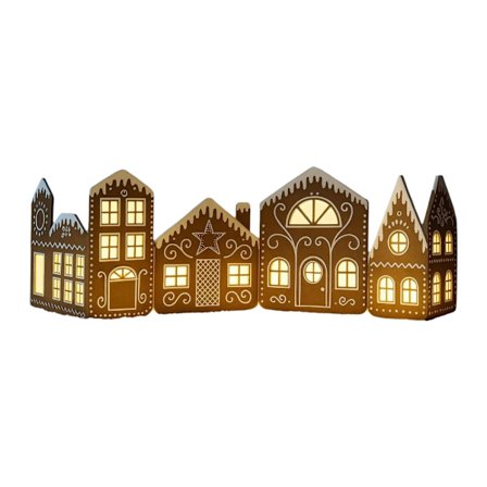 Håndbygget Stort Julekagehus Papudklædninger med Lys, Papkagebydekoration til Julefrokostspil Håndbygget Boligindretning