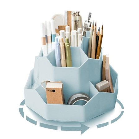 Roterende penholder, skrivebordsorganisator, 9 rum, forbedret stor kapacitet 360° roterbar, kan rumme kuglepenne, farveblyanter, diverse 