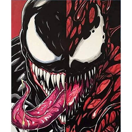 5D Diamantmaleri Tal Kit Kunstmaleri Kit Håndværk Korssting Puslespil Spil til Vægdekoration 12X16 Tommer Venom 1 Tegneserie Diamantmaleri