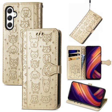 Fodral för Samsung A34 5G guld Läder Flip Kortplånbok