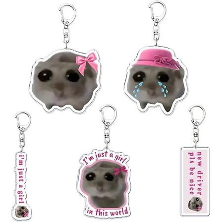 5 kappaletta surullista hamsteri-emoji-avainperää naisille Söpö avaimenperä reppu Korut Tarvikkeet Hauska Kawaii-avainperäsarja