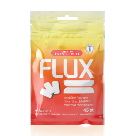 Flux Fluortyggegummi i pose, Freshfruit, 45 stk.