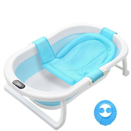 Hopfällbar Bebisbadkar med Termometer, Bärbar Resebadkar för Bebis