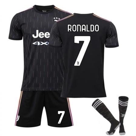 21-22 Ny Juventus Borta Svart Meteor Barn Vuxna Fotbollströja Träningströja Kostymer