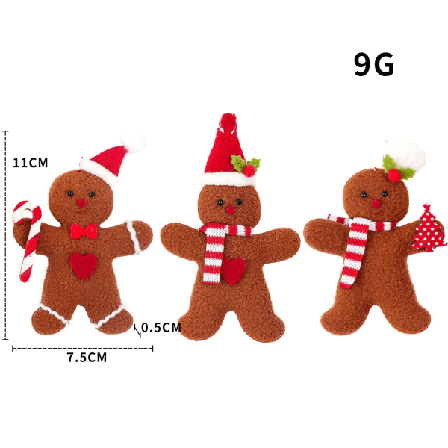 3 st nya dekoration pepparkaksmän plushie docka hänge plyschleksaker trädtillbehör hänge Men 3pcs