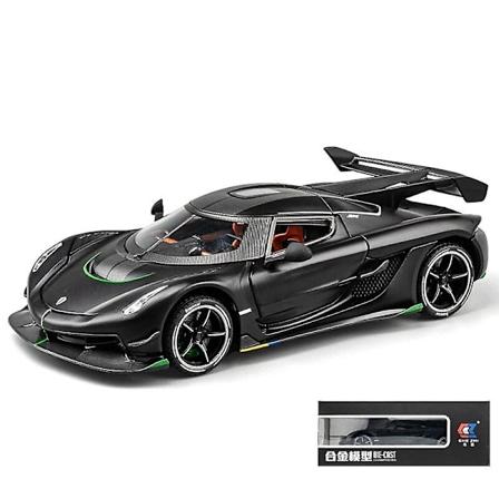 1/24 Koenigsegg Jesko Diecast-leluauto, metalli, pienoismalli, vetämällä taakse ääni ja valo, ovet avattavat, keräilylahja black