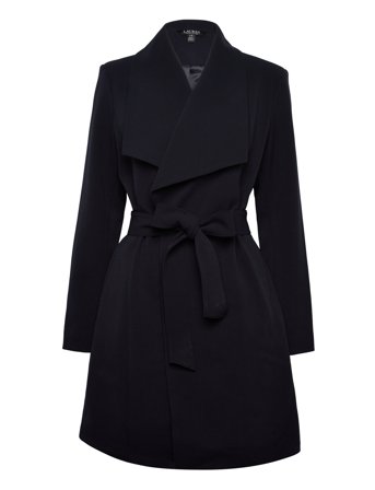 Crepe Wrap Coat Black Lauren Ralph Lauren