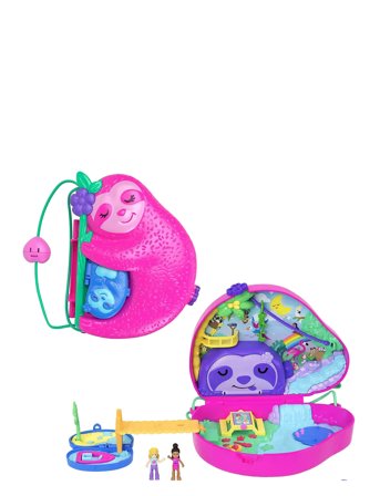 Dolls And Playset, Travel Toys, Sloth Family 2-In-1 Purse Compact Patterned Polly Pocket