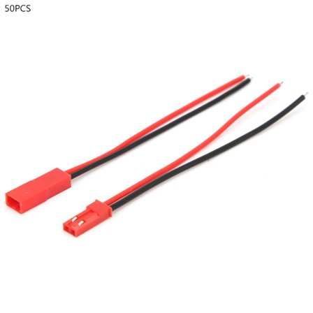 50 par konnektorledning 2 ben fortinnet kobberkerne han og hun rød silikone jumperledning 22AWG