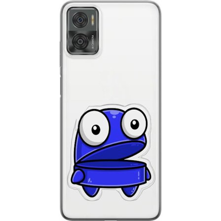 Kompatibel Mobilcover til Motorola Motorola Moto E22i Blå tegneseriefigur med åbent udtryk og store øjne i sjov illustration