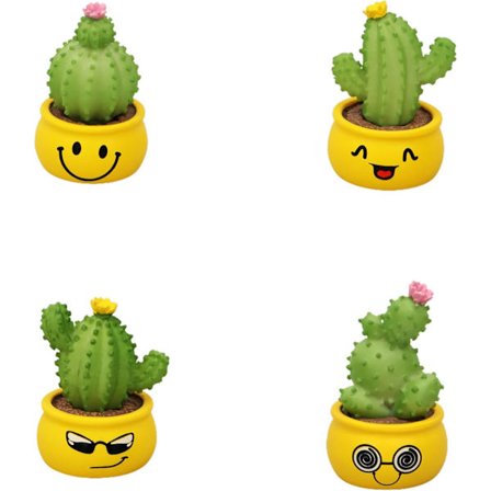 Pöytäkoriste, söpö vihreä kasvi kaktus - 4 kpl Mini ruukutettu pöytävempain koriste