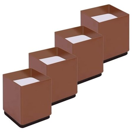 Sengeben i forhøjet sæt med 4 stk. i kulstofstål, møbelhævere der giver 5 cm ekstra højde, understøtter 4.535 kg, bord, stol eller C-hæver (brun 