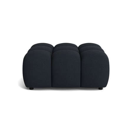 Puffy Pouf, 95x95x40cm in Loop Dunkelblau, moderner Polsterhocker mit Nozag-Federung, bequemer Sitzhocker, elegantes quadratisches Design.