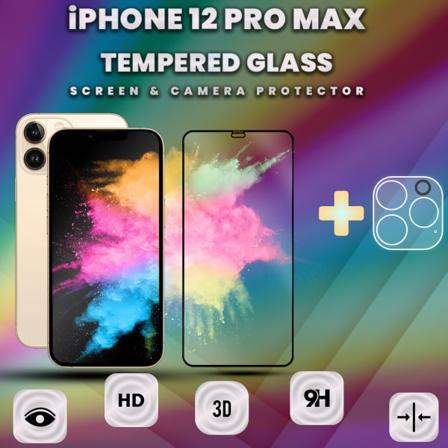 1-pack Iphone 12 Pro Max -skärmskydd & 1-pack Linsskydd - 9hglas