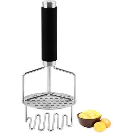 Kartoffelmoser, 24 cm rustfrit stål dobbeltlags kartoffelmoser manuel moser kompatibel med kartofler, frugter, grøntsager, babymad - tåler 