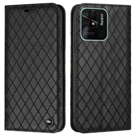 Skalo Xiaomi Redmi 10c Romb Litchi Plånbok - Svart Svart