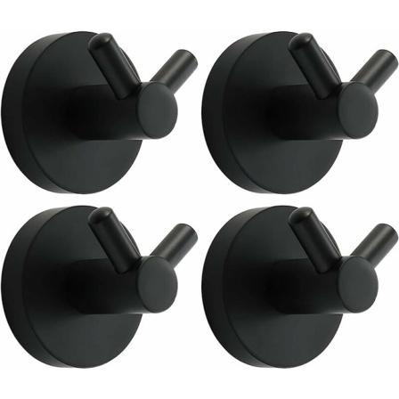 Hardware til badeværelset knage i rustfrit stål (sort knage-4 stk),