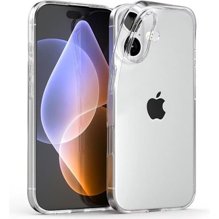 Kristallklart deksel for iPhone 16 [Silikondeksel] [100 % transparent] [Ultratynt] Transparent mobildeksel for Apple iPhone
