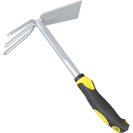 Set med 4 trädgårdsredskap med långt handtag i kolstål med spade, grep