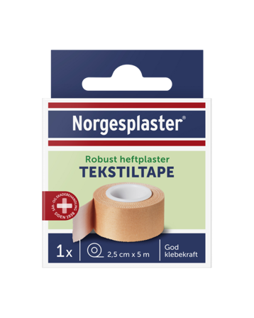 Norgesplaster robust heftplaster tekstiltape 2,5 cm x 5 m 1 stk