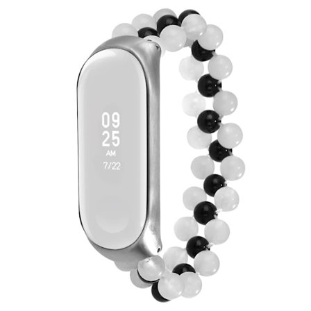 Xiaomi Mi Smart Band 4 / 3 moderiktigt klockarmband med pärlor - Vit / Svart