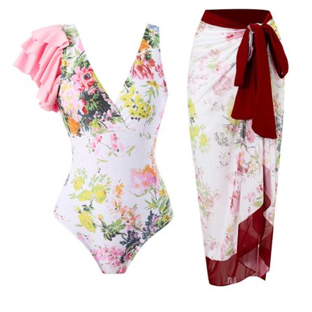 Vintage bikini dam i ett stycke baddräktsklänning i två set XXL