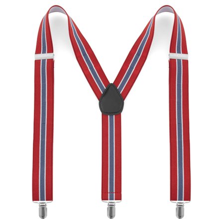 Bretele cusute în culorile roșu, alb și albastru pentru bărbați - Bretele cu clips