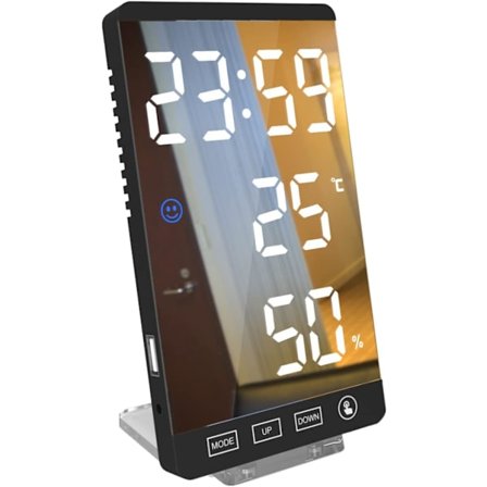 Vækkeur Hygrometer Ur WiFi Ur Rum Fugtighedsmåler LED Nattelys Ur Elektronisk Spejl Ure Temperatur Ur
