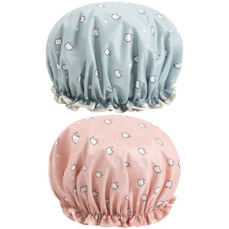 (Blå + Rosa) Dusjhette - Ikke spesifisert - Dobbeltlags trykk - Vanntett - Sateng og EVA - Dame