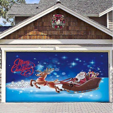 7x 4,9 m Glædelig Jul Julebanner Garageport Cover Stort Dør Cover