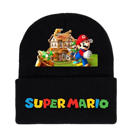 Super Mario Bros Trykt Strikket Hue til Mænd Kvinder Unisex Vinter Varm Kant Hue[SL]