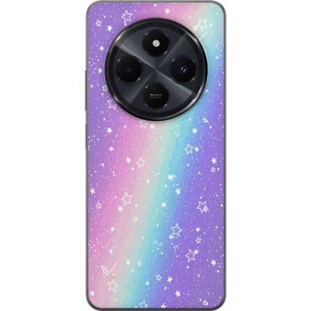 Kompatibelt Mobildeksel til Xiaomi Redmi A4 Rainbow-farget pastellbakgrunn med hvite stjerner og gnistrende prikker i myk overgang