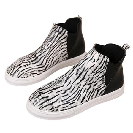 Kvinnor Animal Print Mid Top Loafers Rund Toe Bekväma Flats