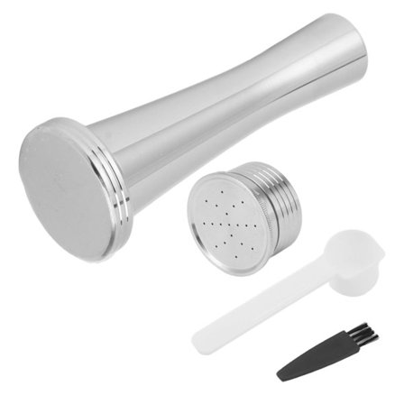 Återanvändbara kaffekapslar i rostfritt stål, miljövänliga påfyllningsbara kapslar med skedborste och stamp