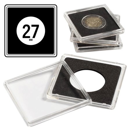 Leuchtturm QUADRUM firkantede møntkapsler til mønt Ø 27 mm - 10 stk.