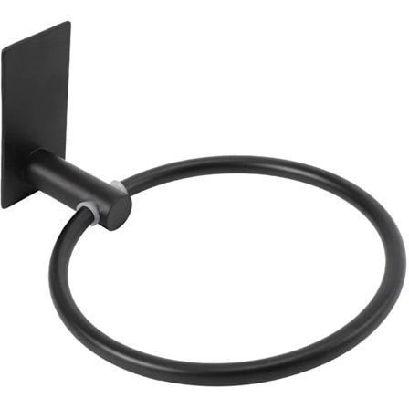 Handduksring / Handduksstång - Självhäftande rund handduksstång Handdukshållare för badrum, svart rostfritt stål