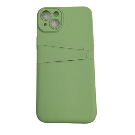 iPhone 14 Plus -kuori - mikrokuituinen silikoni Kaksinkertainen korttipaikka Green