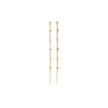 Sif Jakobs, Earrings Princess double chain Geel, Dames, Maat:ONE Size