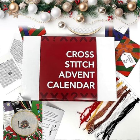 Krysssting Adventskalender, Kryssstingsett, 24 Dagers Nedtelling Adventskalender, Julepynt, Julebroderikit, {DB}