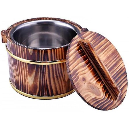 Håll Varm Trä Ris Hink Skål Sushi Oke Ris Tunna Med Lock Hem Kök Matbehållare Ångad Klibris Hink