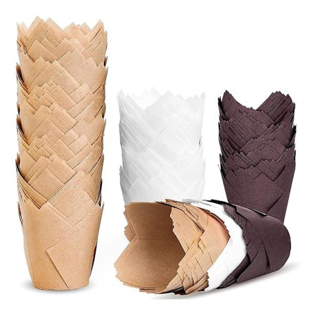 200 stk. Tulipan Cupcakeforme, Muffinforme Holdere til Bagning af Kopper, Fedtbestandige Cupcakepapirer til Fest, Jul (FMY)