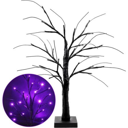 Violetit Halloween-puun valot, paristokäyttöiset Halloween-valot Halloween-koriste sisä- ja ulkokäyttöön kotiin, pöydälle, takanreunukselle, 