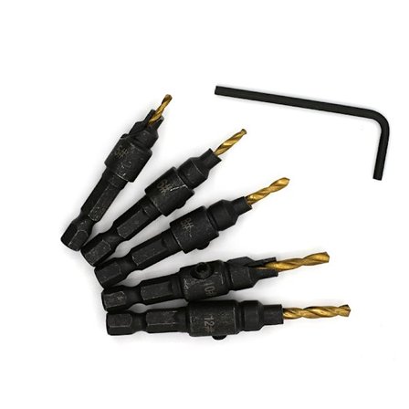 5-pack hexagonhandtag försänkta borr för träbearbetning