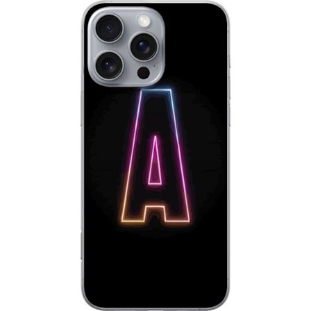 Yhteensopiva Puhelinkuori Apple Apple iPhone 16 Pro Max Minimalistinen neonkirjain A sateenkaarenvärisessä valossa mustaa taustaa vasten modernissa