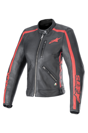 Alpinestars Stella Dyno Läder MC-Jacka Dam Svart/Haute Red L